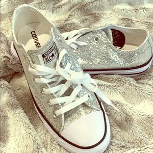 New converse sparkly silver size 9 women’s